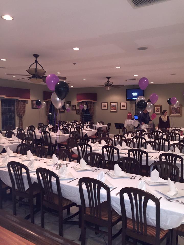 Giuseppe's banquet room set for a celebration